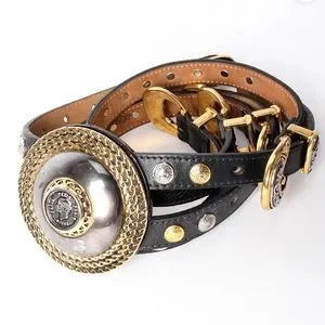 Help find Streets ahead double strap leather buckles belt Vintage Streets Ahead Double Strapped Statement Medallion  main image 4